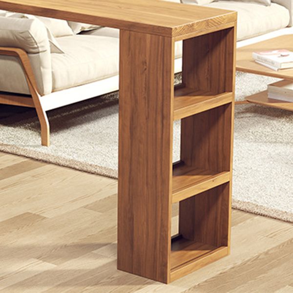 Solid Wood Bistro Table Brown Rectangle Bar Height Pub Table with 3-shelf Clearhalo 'Bar Furniture' 'Bar Tables' 'bar_tables' 'furn' 'furn_bar_tables' 'Furniture' 'Kitchen & Dining Furniture' 1200x1200_6c37fdd9-4dd0-4815-8fdc-f96a68cafebf