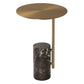 Mid-Century 17.3-inch Steel Round Top Side Table Marble Pedestal End Table