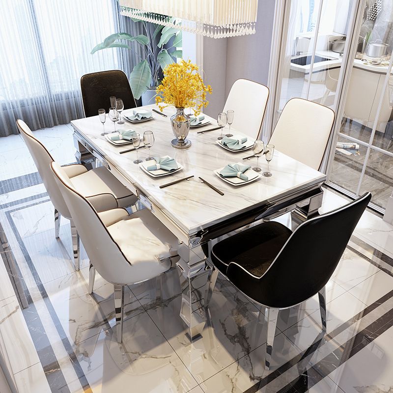 Nordic Rechthoekige Eettafel Marmeren Eetkamercollectie met 4-voet