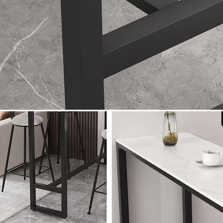 1/3/5 Pieces Modern Rectangle Sintered Stone Counter Table with High Stools