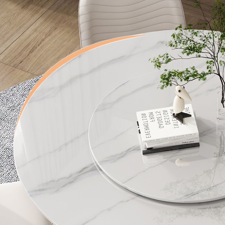 Modern Style Dining Table Round White Sintered Stone Dining Table for Home Use Clearhalo ' dining_table' 'Dining Tables & Seating' 'Dining Tables' 'furn' 'furn_dining_table' 'Furniture' 'furniture_dining_table' 'Kitchen & Dining Furniture' 'kitchen&dining_furn' 'kitchen' 'kitchen_dining_table' 1200x1200_6c3d4299-4c6f-43b0-ac05-0f5710d96c7a