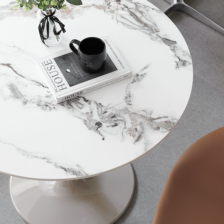 Contemporary Style Home Sintered Stone Dining Table Round Table with Tulip Base Clearhalo ' dining_table' 'Dining Tables & Seating' 'Dining Tables' 'furn' 'furn_dining_table' 'Furniture' 'furniture_dining_table' 'Kitchen & Dining Furniture' 'kitchen&dining_furn' 'kitchen' 'kitchen_dining_table' 1200x1200_6c3de18f-11bc-4123-854e-5226a20b79b4