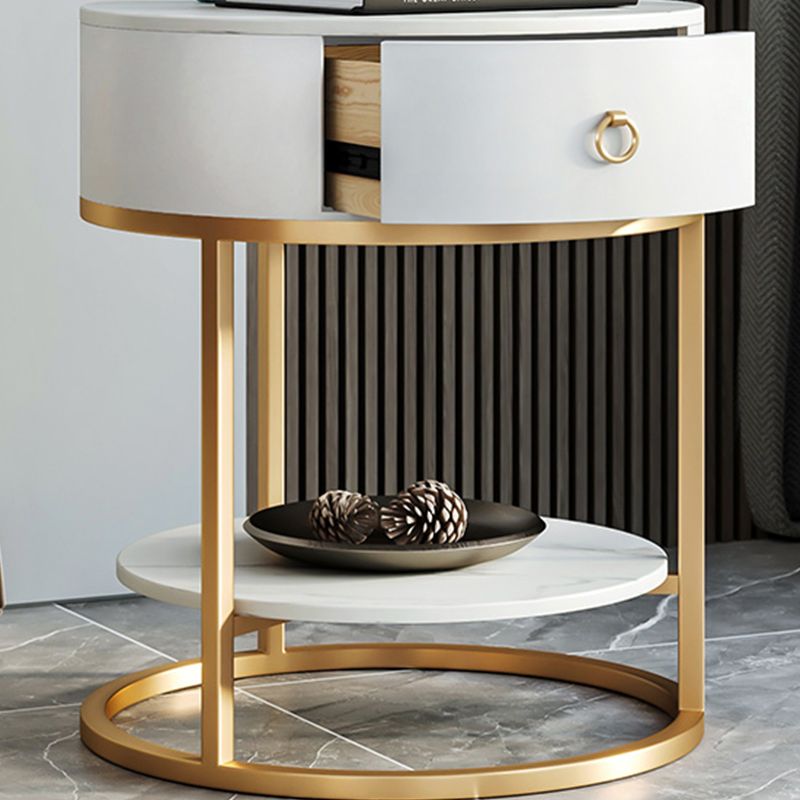 1-Drawer Shelf Included Stone Side Table - 19.69" W x 19.69" D x 22.83" H