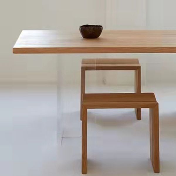 Modern Pine Wood Table Restaurant Dining Table with Acrylic Double Pedestal Base Clearhalo ' dining_table' 'Dining Tables & Seating' 'Dining Tables' 'furn' 'furn_dining_table' 'Furniture' 'furniture_dining_table' 'Kitchen & Dining Furniture' 'kitchen&dining_furn' 'kitchen' 'kitchen_dining_table' 1200x1200_6c3fb95b-3273-4060-a74a-d6ba1024df18