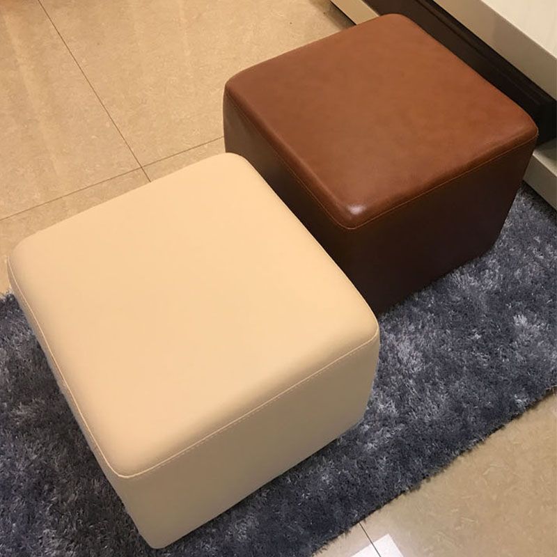 Modern Square Footstools Genuine Leather Foot Stool , 15.6 Inch Width Clearhalo 'furn' 'furn_ottomans_poufs' 'Furniture' 'Living Room Furniture' 'Ottomans & Poufs' 'ottomans_poufs' 1200x1200_6c3fee73-a5d3-46ba-a4ae-0689d43e89bf