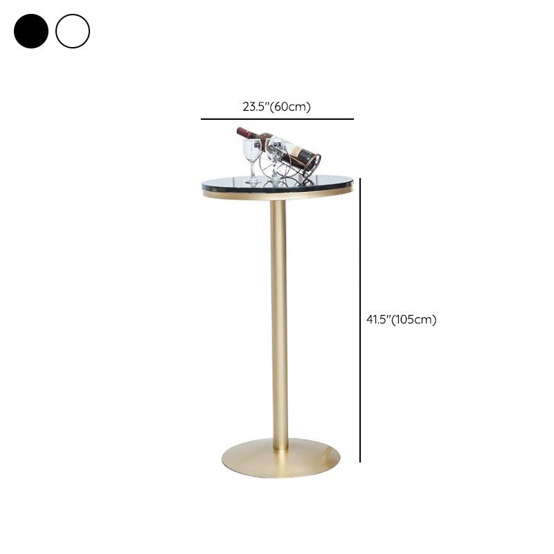 Bartisch aus massivem Holz, Gold- und Metallbasis, Bartisch für Küche, Wohnzimmer, Kaffeezimmer