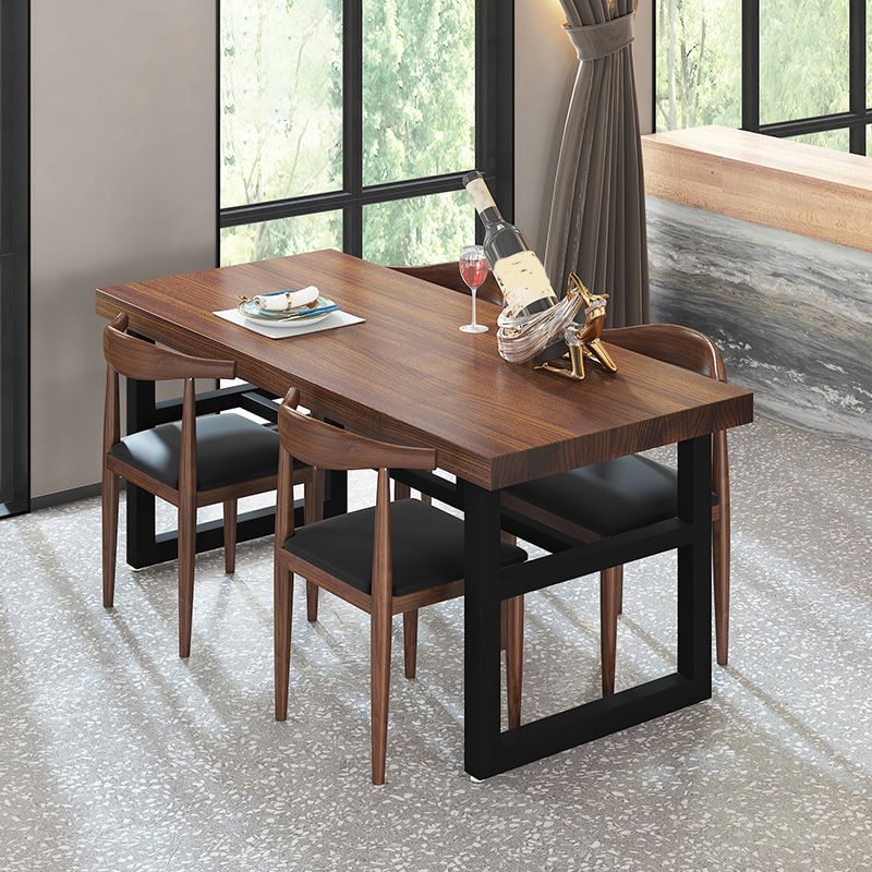 Industrial Dining Room Table Solid Wood Rectangle Dinette Table in Brown Clearhalo 'Dining Tables & Seating' 'Dining Tables' 'dining_table' 'furn' 'furn_dining_table' 'Furniture' 'Kitchen & Dining Furniture' 1200x1200_6c411ea1-5d74-4c8f-84ac-a09e4d583bbb