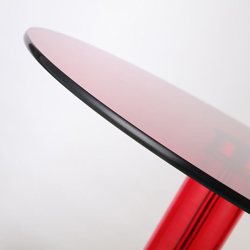 モダンな丸いガラス上部面表19.68 "背の高い台座の端テーブル