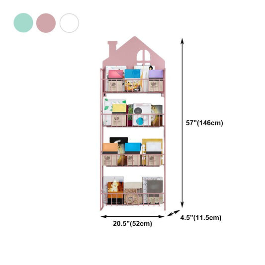 Contemporary Metal Bookcase Wall Mounted Closed Back Bookshelf for Home Office