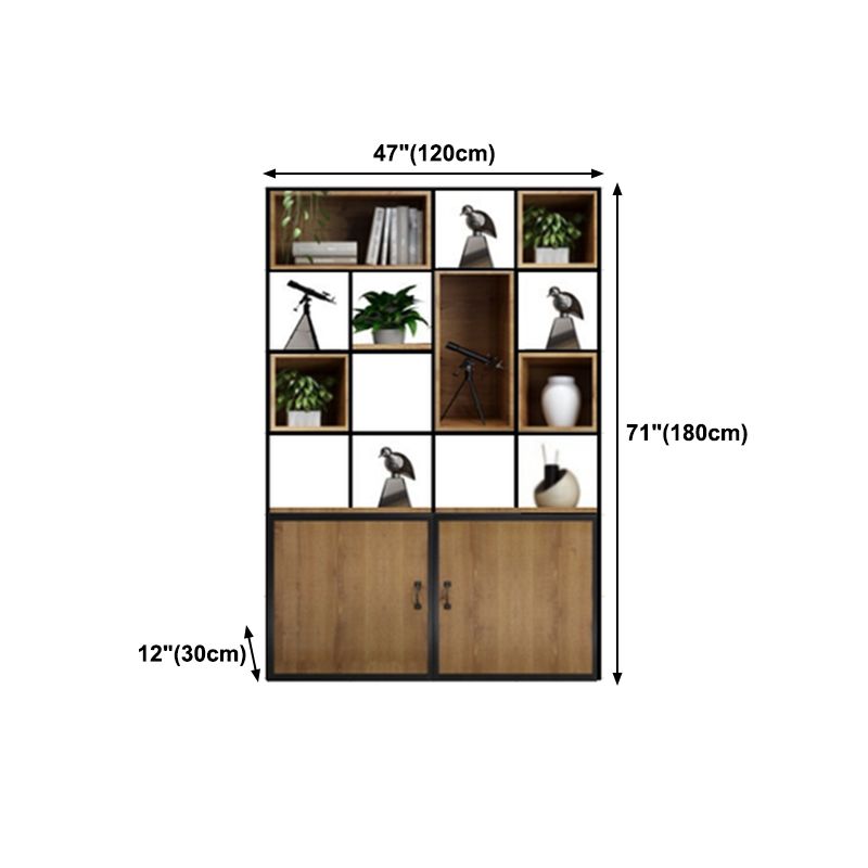 Industrial Style Bookshelf Solid Wood Open Back Bookcase for Home Office Clearhalo 'Bookcases' 'furn' 'furn_bookcases' 'Furniture' 'furniture_bookcases' 'kitchen' 'kitchen_bookcases' 'Living Room Furniture' 'Office Furniture' 1200x1200_6c449c40-6a1b-457a-a303-b084192ced7d
