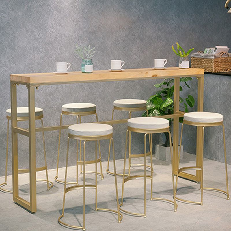 Modern Bar-height Table Solid Wood Top Bistro Pub Table with Gold Base Clearhalo 'Bar Furniture' 'Bar Tables' 'bar_tables' 'furn' 'furn_bar_tables' 'Furniture' 'Kitchen & Dining Furniture' 1200x1200_6c45d7ff-d0e4-4645-80f9-43a2d021d2b4