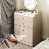 Cadre rocheux de style moderne commode de tiroir en bois massif en bois massif gris / marron clair