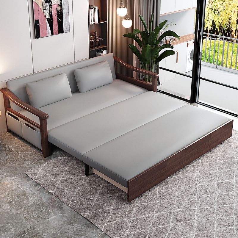 Faux leather Sofa Bed 31.49" Wide Solid Wood Contemporary Sleeper Sofa Clearhalo 'furn' 'furn_futons' 'Furniture' 'Futons & Daybeds' 'Futons' 'Living Room Furniture' 1200x1200_6c473702-905a-49f0-b0d3-0dccdb20762b
