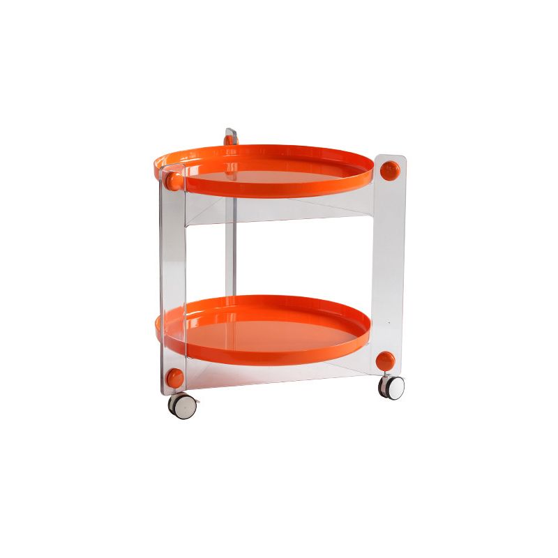 Contemporary Tray Top End Table Set Dia 25.6" 2 - Tier Side Table with Casters