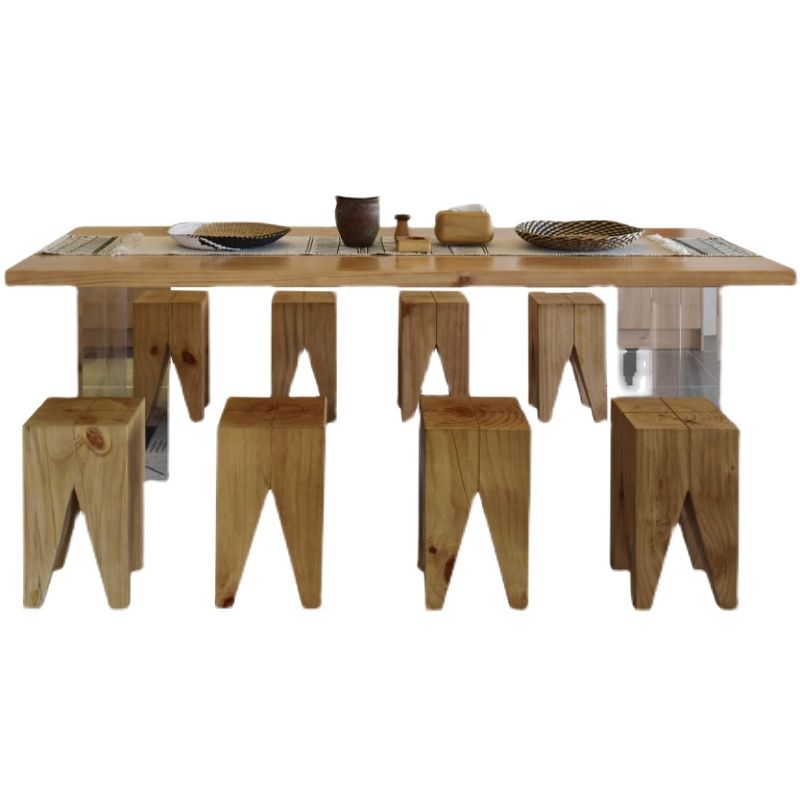 Double Acrylic Base Dining Table Modern Solid Wood Rectangle Dining Table Clearhalo 'Dining Tables & Seating' 'Dining Tables' 'dining_table' 'furn' 'furn_dining_table' 'Furniture' 'furniture_dining_table' 'Kitchen & Dining Furniture' 1200x1200_6c477708-7978-4e9b-a487-e93ca056741a