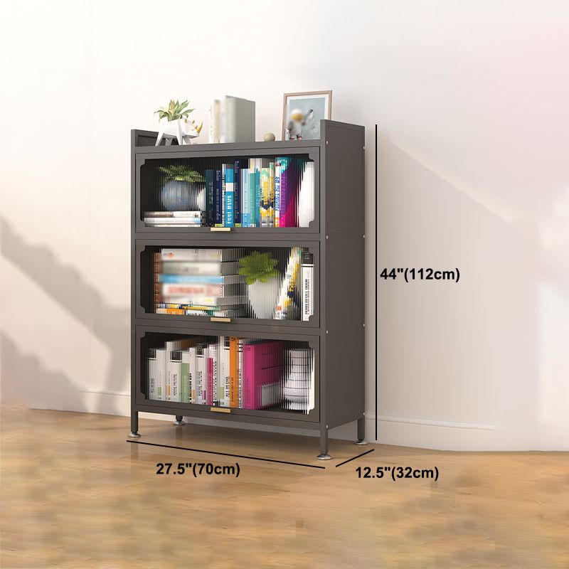 Industrial Style Metal Bookshelf Closed Back Shelf Bookcase with Doors Clearhalo 'Bookcases' 'furn' 'furn_bookcases' 'Furniture' 'furniture_bookcases' 'Office Furniture' 1200x1200_6c48411f-376b-43e9-8832-8aa537ad5e05