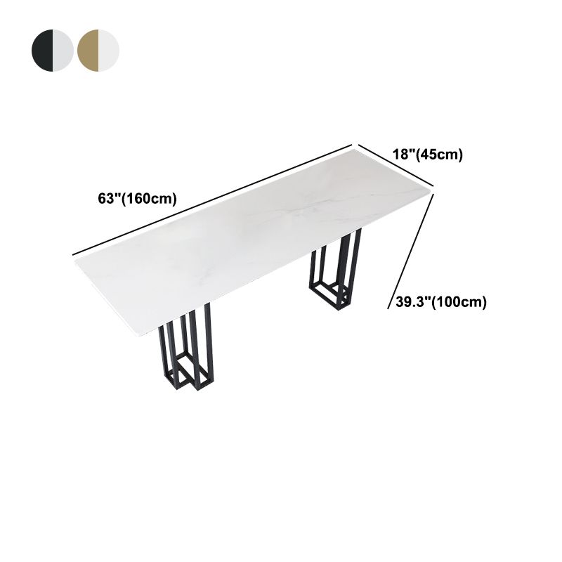 Industrial Marble Bar Table with Rectangle Table Top Double Pedestal Table - 39" H Clearhalo 'Bar Furniture' 'Bar Tables' 'bar_tables' 'furn' 'furn_bar_tables' 'Furniture' 'furniture_bar_tables' 'Kitchen & Dining Furniture' 1200x1200_6c4901fa-2b43-4633-b1b9-79cf90bf78d4
