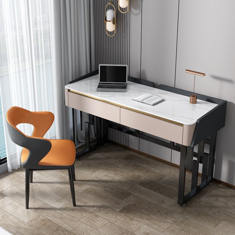 Rectangular Contemporary Stone Writing Desk Bedroom Office Desk with Drawers Clearhalo 'furn' 'furn_office_desk' 'Furniture' 'Office Desks' 'Office Furniture' 'office_desk' 1200x1200_6c490955-c176-483e-a755-ab3daf4590c9