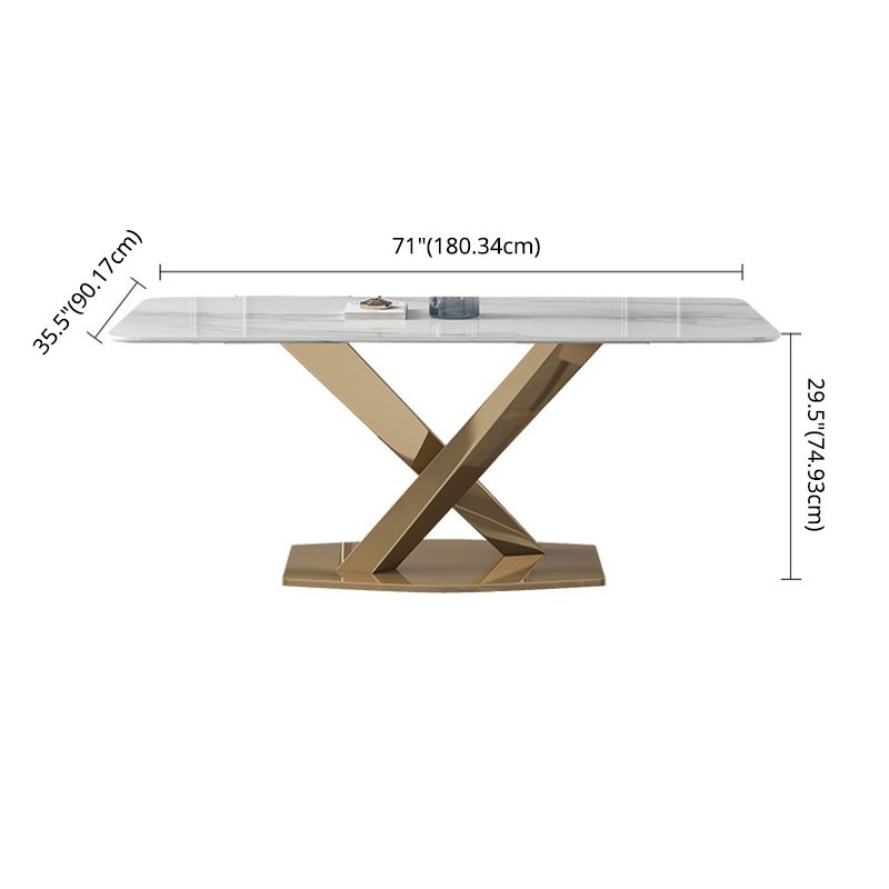 Modern Sintered Stone White Dining Set with Rectangle Table and Gold Legs Formal Dining Set Clearhalo 'Dining Room Sets' 'Dining Tables & Seating' 'dining_room_set' 'furn' 'furn_dining_room_set' 'Furniture' 'furniture_dining_room_set' 'Kitchen & Dining Furniture' 'kitchen&dining_furn' 'kitchen' 1200x1200_6c4c6320-4ac0-4ccc-acff-6fe51a7f4ef9
