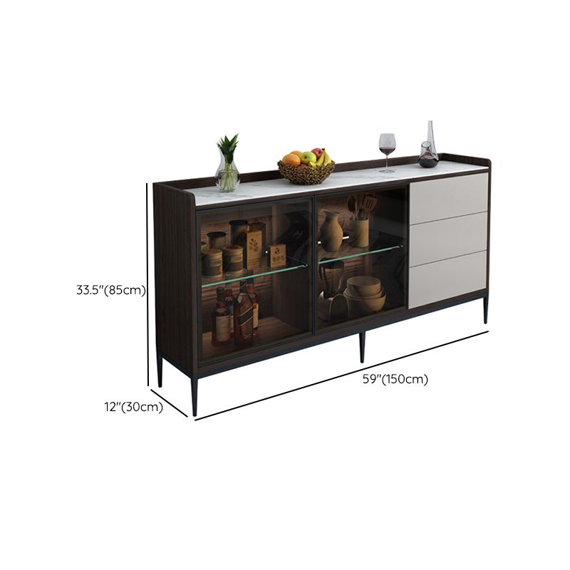 Contemporary Sideboard Stone Sideboard Cabinet with Lights for Kitchen Clearhalo 'buffet_sideboard' 'Buffets & Sideboards' 'furn' 'furn_buffet_sideboard' 'Furniture' 'Kitchen & Dining Furniture' 1200x1200_6c4cabc0-8bf8-4ae0-a4ef-29a67061ce45