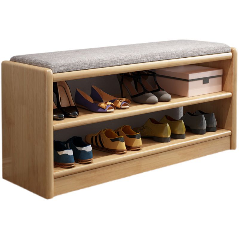 Modern Rubber Wood Bench Rectangle 14"Wide Accent Bench with Storage Clearhalo 'Benches' 'Chairs & Seating' 'furn' 'furn_benches' 'Furniture' 'Living Room Furniture' 1200x1200_6c4cdc6c-8014-4a8c-ae60-3c33aff0c8d8