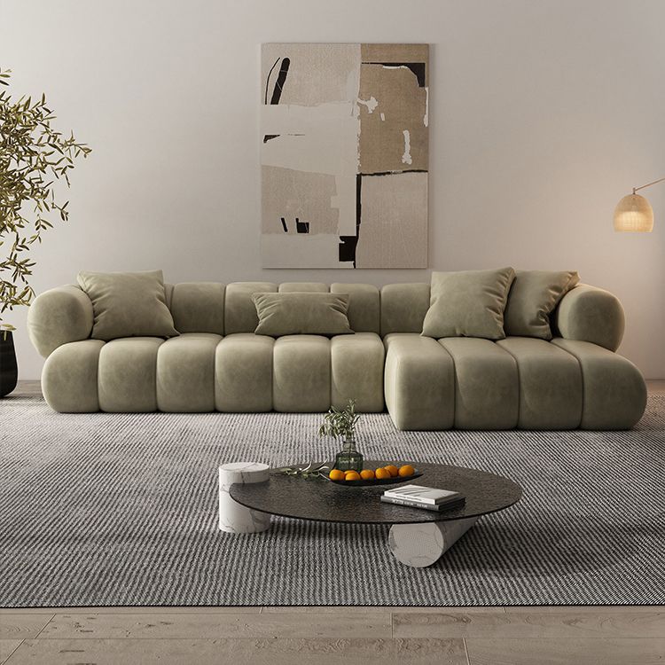 Scandinavian Green Sofa with Tuxedo Arm and Sewn Pillow Back Clearhalo 'furn' 'furn_sectionals' 'Furniture' 'furniture_sectionals' 'kitchen' 'kitchen_sectionals' 'Living Room Furniture' 'Sectionals' 1200x1200_6c4ff05c-49e5-47f6-a622-36503ac20af3