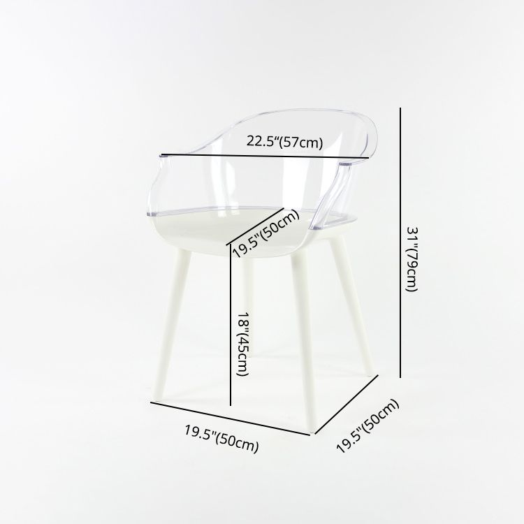 Glam Style Transparent Acrylic Arm Chair Multicolor Dining Arm Chair for Home Clearhalo ' kitchen&dining_furn' 'Dining Chairs' 'Dining Tables & Seating' 'dining_chair' 'Furniture' 'furniture_dining_chair' 'Kitchen & Dining Furniture' 'kitchen' 1200x1200_6c50313a-be3b-4342-81c2-2276fdf951e2