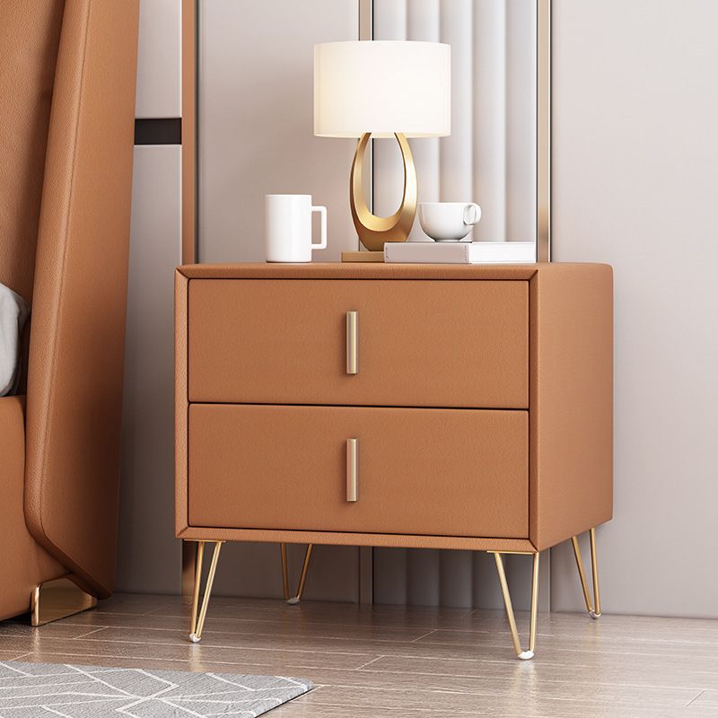 Glam 20 Zoll H NACHT TABELLE 2-DRAWER MAID HOLD FAUX LEDERN NACHTICHEN mit Beinen