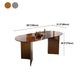 Glass Top Dining Table Oval Dining Table with Double Pedestal