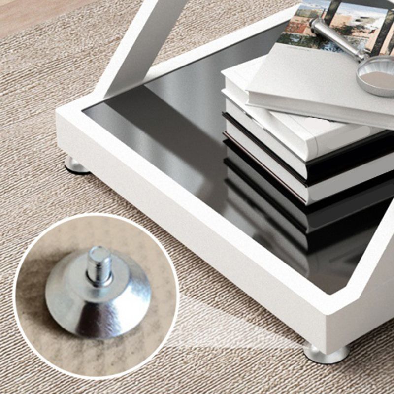 Modern Square End Table Double Tier Tempered Glass Sofa Side Table Clearhalo 'Coffee & Accent Tables' 'End & Side Tables' 'end_side_tables' 'furn' 'furn_end_side_tables' 'Furniture' 'Living Room Furniture' 1200x1200_6c565304-40b7-4145-90f4-9448cc3da8a4