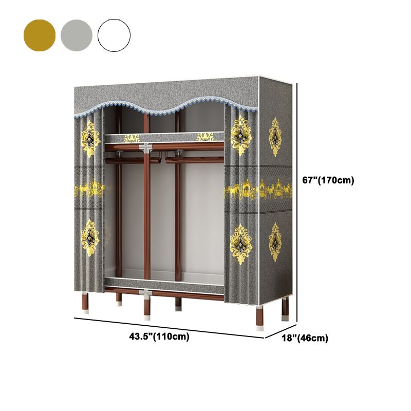 Modern Style Wardrobe Armoire Steel Frame Wardrobe for Bedroom Clearhalo 'Armoires & Wardrobes' 'armoires_wardrobes' 'Bedroom Furniture' 'furn' 'furn_armoires_wardrobes' 'Furniture' 1200x1200_6c575b11-de79-4734-8184-38156103f61d