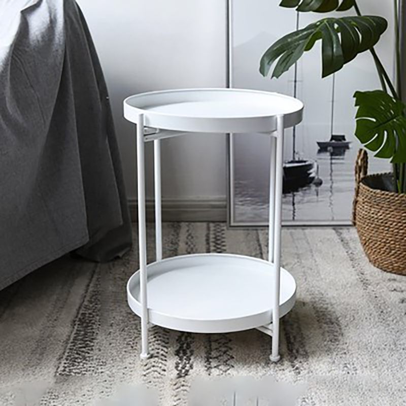 Metal Nightstand 20" Tall Industrial Bedside Cabinet with 2 Shelves