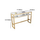 Stone Bar Dining Table Glam Style Rectangle Bar Table with Trestle Base for Living Room