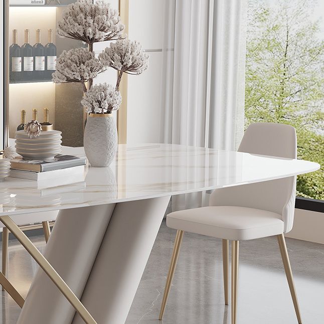 Modern Style Dining Rectangle Table Dining Stone Table for Kitchen Clearhalo 'Dining Tables & Seating' 'Dining Tables' 'dining_table' 'furn' 'furn_dining_table' 'Furniture' 'Kitchen & Dining Furniture' 1200x1200_6c599c2c-59e5-4ee9-8b79-58777a472211