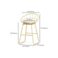 Glam Style Round Barstool Armless Low Back Bar Stool with Metal Base