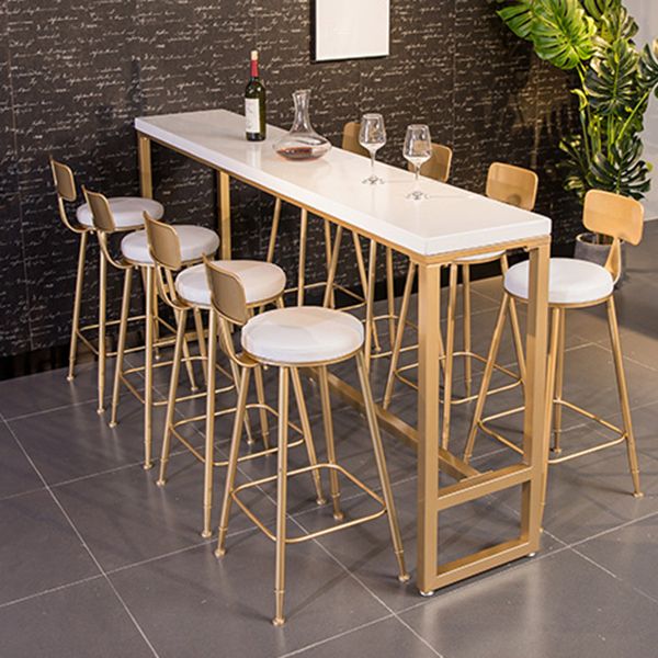 White Glam Style Bar Table Wood Rectangular Bar Table with Metal Base Clearhalo 'Bar Furniture' 'Bar Tables' 'bar_tables' 'furn' 'furn_bar_tables' 'Furniture' 'furniture_bar_tables' 'Kitchen & Dining Furniture' 1200x1200_6c5bf910-2587-4115-b9e8-56778d83dac3
