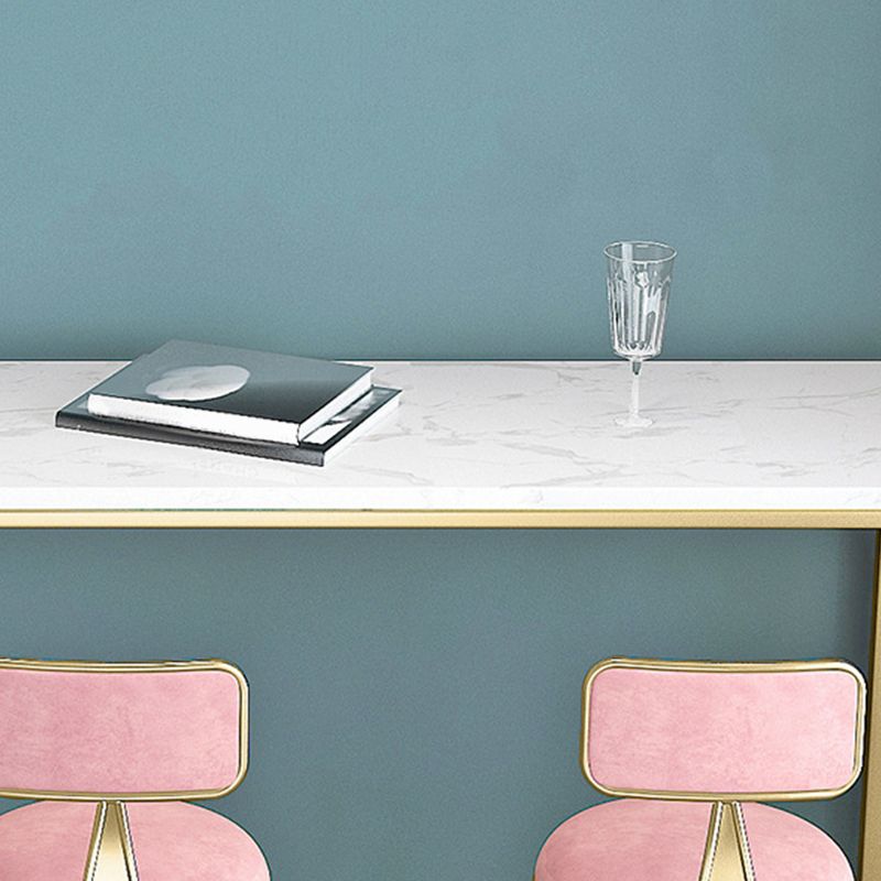 Mesa de bar rectangular de color blanco Mesa de bar de mármol sintético estilo Glam