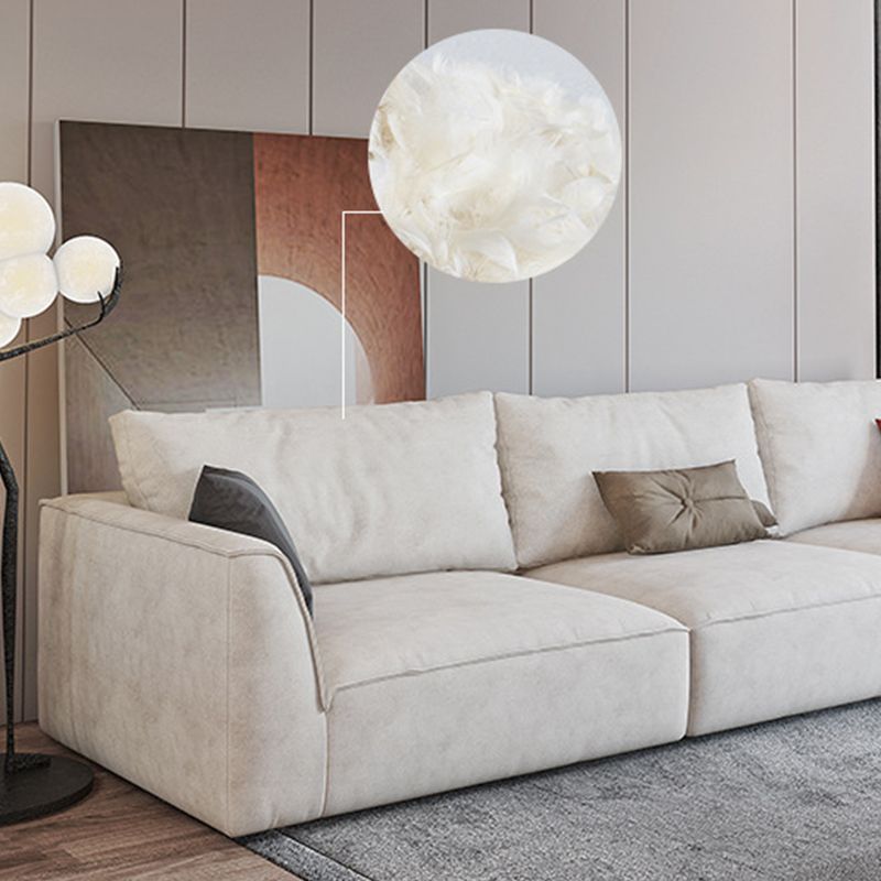 Section de bras évasé à 4 places beige sectionnelle Scandinave en L