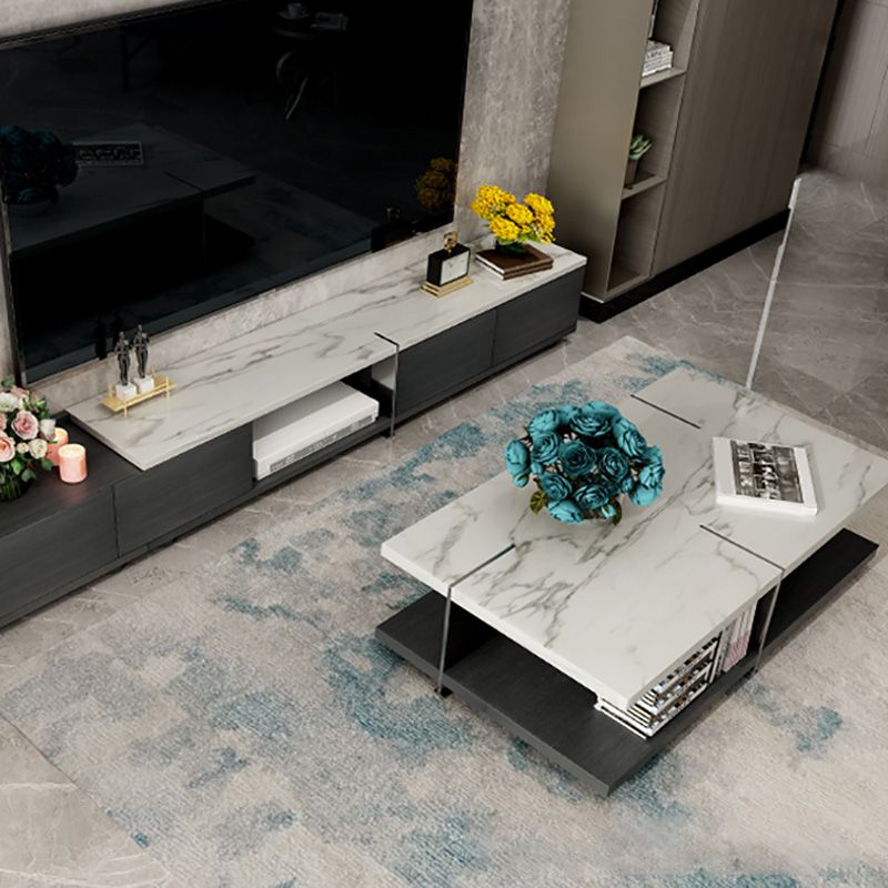 Slate Contemporary Bedroom Pedestal Coffee Table with Storage Shelf Clearhalo 'Coffee & Accent Tables' 'Coffee Tables' 'coffee_tables' 'furn' 'furn_coffee_tables' 'Furniture' 'Living Room Furniture' 1200x1200_6c5f133c-e021-4e4f-ac1e-432b86b6812d