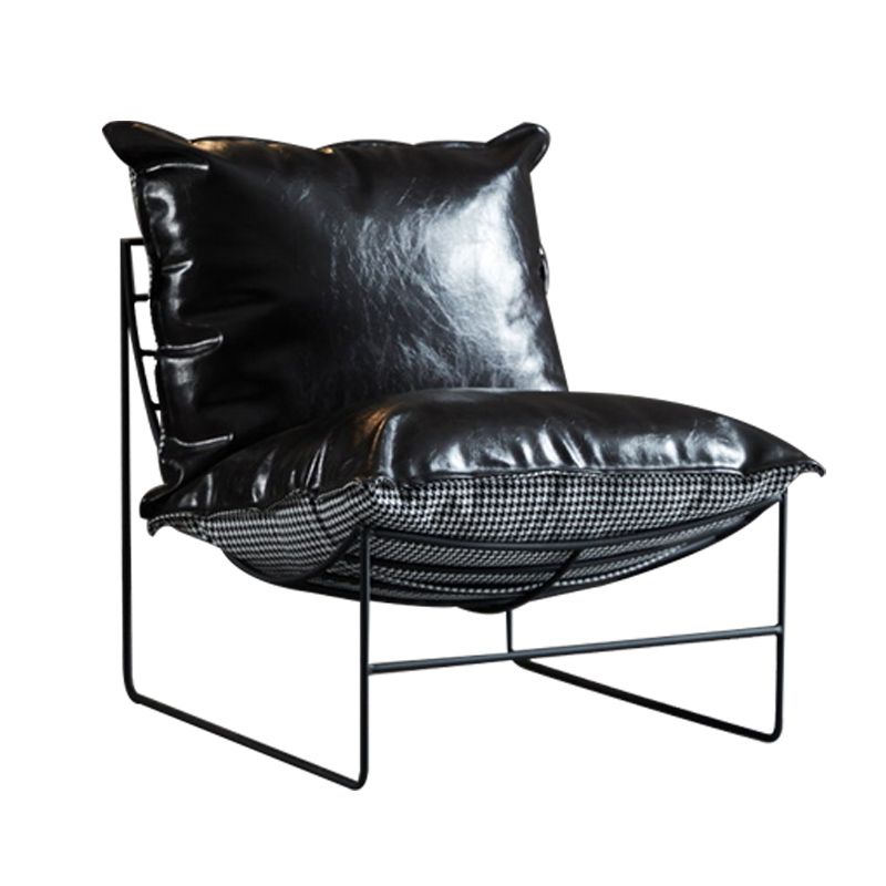 Contemporary Faux Leather Armless Pillow Back with Black Legs Lounge Chair Clearhalo 'Accent Chairs' 'accent_chairs' 'Chairs & Seating' 'furn' 'furn_accent_chairs' 'Furniture' 'Living Room Furniture' 1200x1200_6c5f4baa-2581-4597-a407-b7963f1518b9