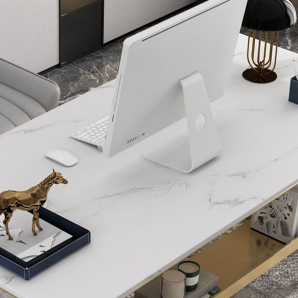 Glam Stone Office Desk Rectangular Golden Writing Desk for Office Clearhalo 'furn' 'furn_office_desk' 'Furniture' 'Office Desks' 'Office Furniture' 'office_desk' 1200x1200_6c604b06-9dda-43d9-9bc5-ed55984a7263