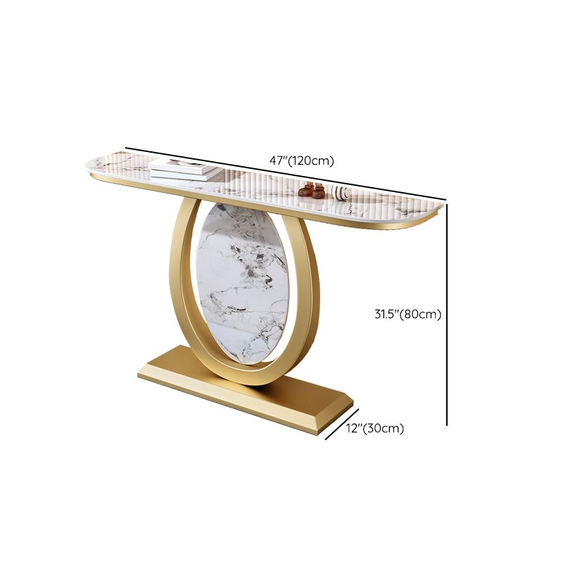 12 inch Wide Glam Console Table Half Moon Stone Accent Table with Legs Clearhalo 'Console Tables' 'console_tables' 'Entry & Mudroom Furniture' 'furn' 'furn_console_tables' 'Furniture' 1200x1200_6c62e0e1-7efa-4a0a-aea4-cbbc88170768