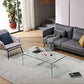 Modern Rectangle Glass Coffee Table Sled Base Cocktail Table