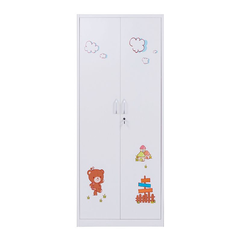 Contemporary Two Doors Wardrobe Armoire Steel Wardrobe Closet Clearhalo 'Armoires & Wardrobes' 'armoires_wardrobes' 'Bedroom Furniture' 'furn' 'furn_armoires_wardrobes' 'Furniture' 1200x1200_6c63c67c-69ee-442c-8f79-c8c9b131c218