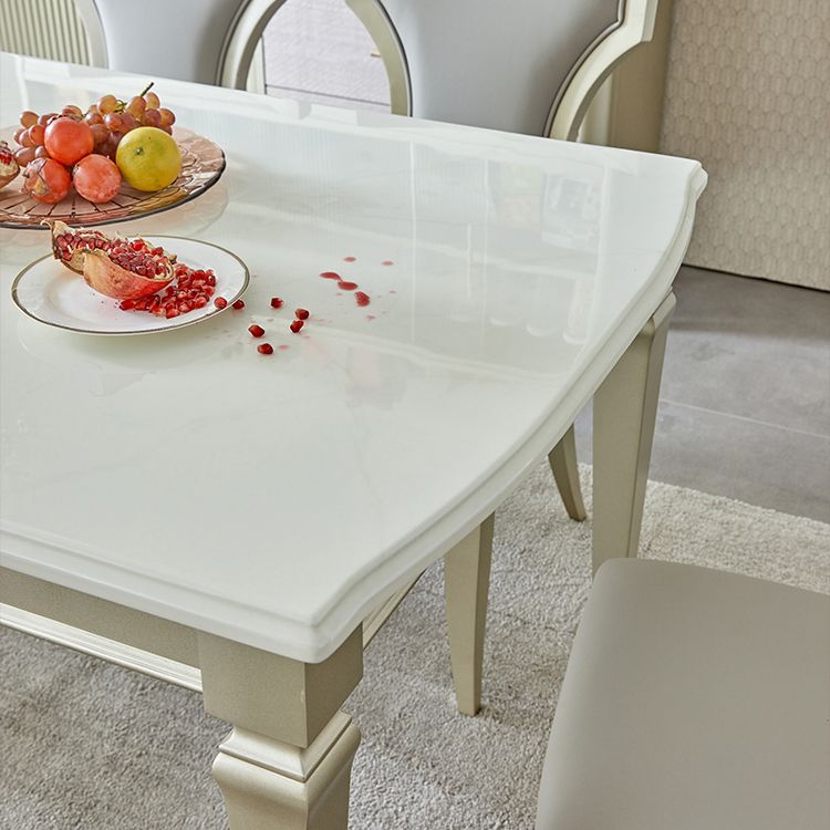 Glam Rectangle Dining Table White Faux Marble Tabletop for Home Clearhalo 'Dining Tables & Seating' 'Dining Tables' 'dining_table' 'furn' 'furn_dining_table' 'Furniture' 'Kitchen & Dining Furniture' 1200x1200_6c657cc5-8cd1-4e48-b0aa-c85dea145fe4