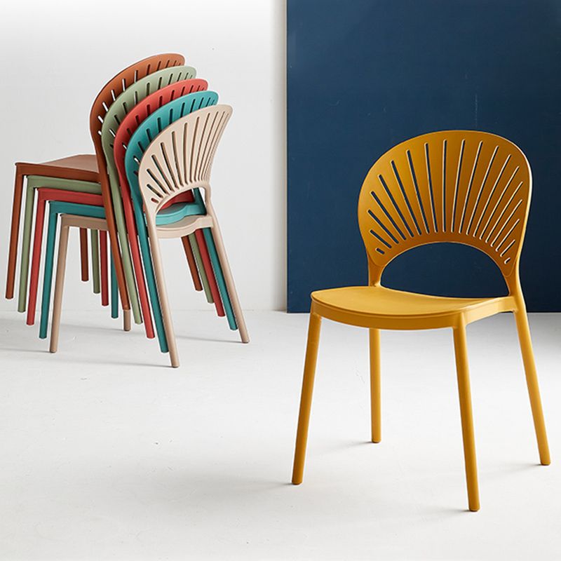Contemporary Style Plastic Open Side Chair Colorful Stacking Dining Chairr for Home Clearhalo ' kitchen&dining_furn' 'Dining Chairs' 'Dining Tables & Seating' 'dining_chair' 'furn' 'furn_dining_chair' 'Furniture' 'furniture_dining_chair' 'Kitchen & Dining Furniture' 'kitchen' 1200x1200_6c660163-3228-43c0-bb68-ec2f2384b467