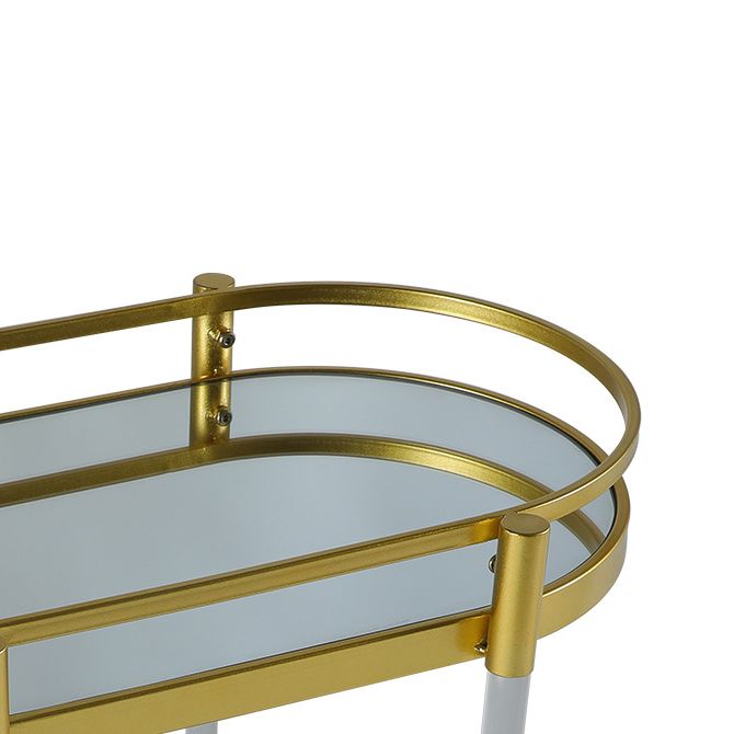 Modern Style Oval Metal Prep Table 29.53"H Rolling Glass Prep Table for Home Use Clearhalo 'furn' 'furn_kitchen_islands_carts' 'Furniture' 'Kitchen & Dining Furniture' 'Kitchen Islands & Carts' 'kitchen_islands_carts' 1200x1200_6c6628f9-f33a-486a-809a-35c4e20da1c8