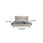 Contemporary Wingback Bed with Upholstered Headboard, 51" Tall Solid Color Bed
