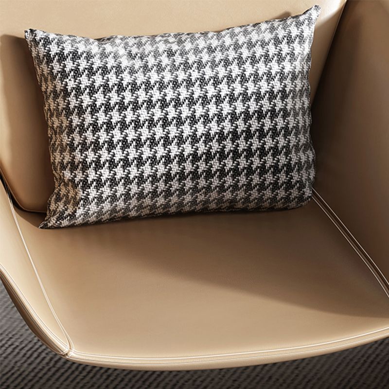 Modern Round Arms Barrel Chair Fixed Back Barrel Accent Chair for Bedroom