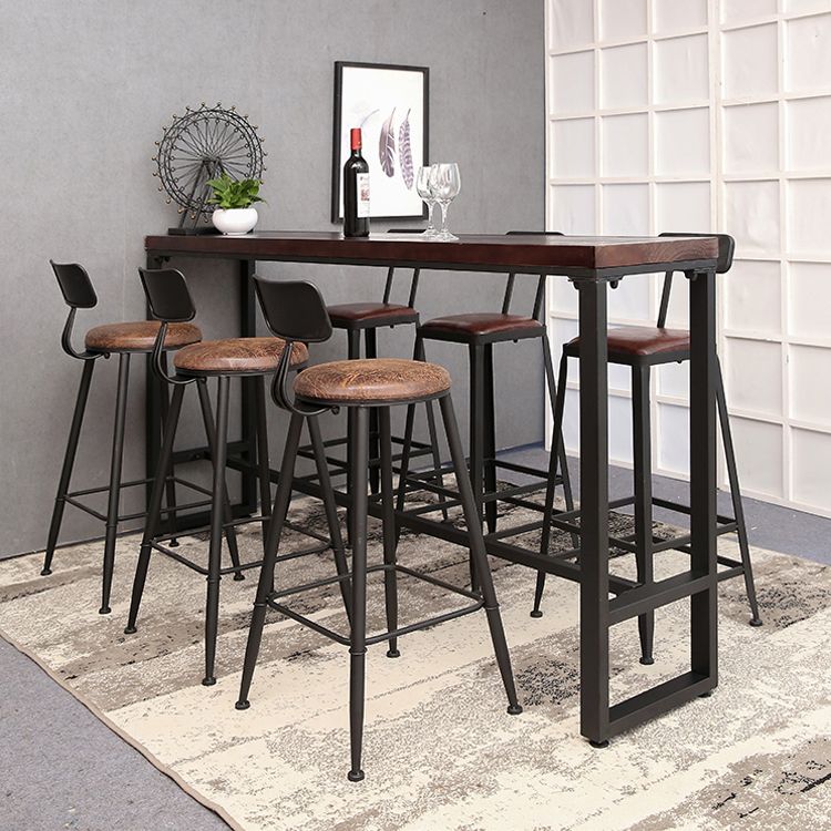 Contemporary Rectangle Bar Dining Table Indoor Wood Bar Table with Iron Base Clearhalo 'Bar Furniture' 'Bar Tables' 'bar_tables' 'furn' 'furn_bar_tables' 'Furniture' 'furniture_bar_tables' 'Kitchen & Dining Furniture' 'kitchen&dining_furn' 'kitchen' 1200x1200_6c6dfa35-bed2-4eb0-9126-b74bb62dec80